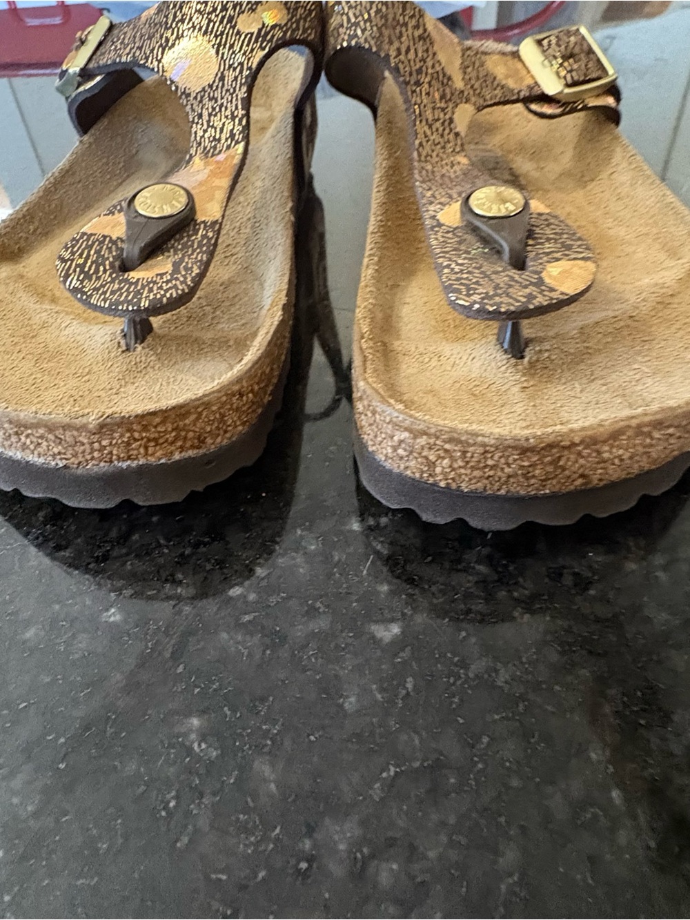 Birkenstock Gizeh Black Multi Metallic Shifting Purple Gold Sandals 37 - Picture 4 of 14